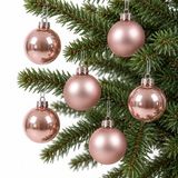 Decoris Kleine kerstballen - 54x st - lichtroze - D4 cm - glas - kerstversiering