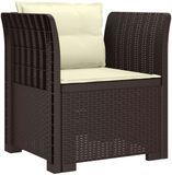 vidaXL Fauteuil met Kussens Rieten Look PP Bruin
