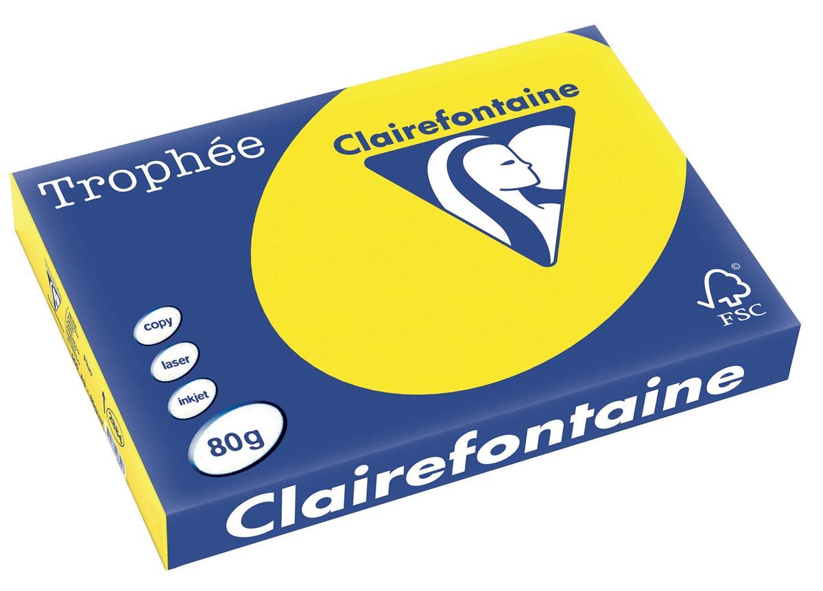 Clairefontaine Trophée Intens A3 fluo geel 80 g 500 vel