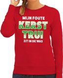 Bellatio Decorations Shoppartners Bv Foute kersttrui - sweater - Mijn foute kersttrui zit in de was - rood - voor dames - kerstkleding / christmas outfit 2XL