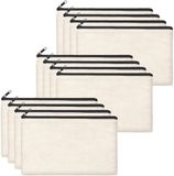 SIMEIXI Lege stoffen tas, 12 stuks DIY lege stoffen etui, canvas cosmetische tas, stoffen tas om te schilderen, reis cosmetische tas, 21 x 12 cm