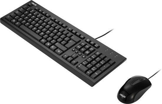 ASUS U2000 Keyboard + Mouse Set - Black, US International Layout (QWERTY)