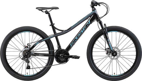 Bikestar 26 inch Hardtail MTB - 21 Speed - Zwart/Blauw - Aluminium Frame - Unisex