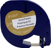 DULA Dymo LetraTag 91207 Label Tape - Zwart op Goud plastic - 12mm x 4m - 1 Stuk