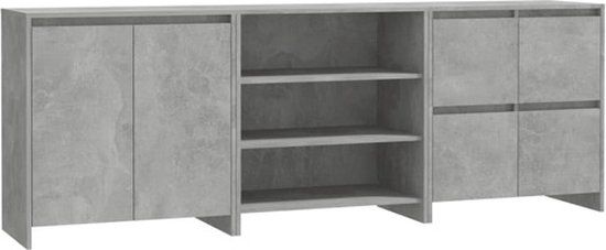 vidaXL 3-delige dressoirs bewerkt hout betongrijs