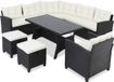 Casaria Loungeset Polyrattan XXL – 9 Personen – Tuinmeubelen met Tafel – Zwart Crème