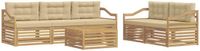 vidaXL - Bank loungeset - 5 zitplekken - Wit en Beige - Acacia hout