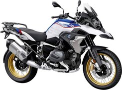 maisto BMW R1250GS: Motorfiets model op schaal 1:12, met vering en uitklapbare zijstandaard, 17 cm(5-20100) blauw-wit