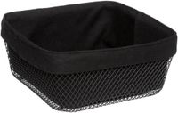 5Five - Broodmand Bistro plus - metaal/stof - zwart - 25 x 11 cm - vierkant