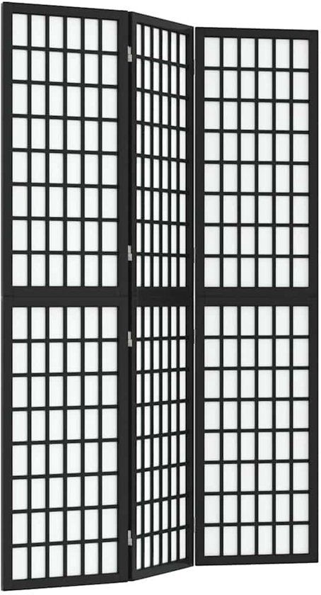 vidaXL Kamerscherm inklapbaar 3 panelen Japanse stijl 120x170 cm zwart