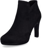Tamaris Dames Enkellaarsje Zwart Textiel Ritssluiting Sleehak 3-4 cm