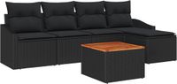 vidaXL Tuinbank Set Zwart Poly Rattan 4 Zitplaatsen
