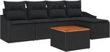 vidaXL Banc de jardin noir poly rotin 4 places