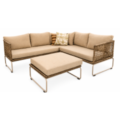 Warentuin Collection Outlet S: Loungeset Jason 4-delige hoekset met hocker naturel