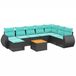 vidaXL Ensemble de banc de jardin 9 pièces avec coussins en polyrotin noir
