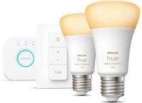 Philips Hue White Ambiance LED-lamp, E27, 10,5W, 2-pack, startpakket met Hue Bridge en afstandsbediening