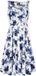 H&R London Blue Rosaceae Swing Dress Dames Midi-jurk
