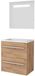 Basic-Line Economic 39 Badkamermeubelset - Ondiep - 60 x 39 cm - Met Grepen - 2 Lades - Acryl Wastafel - Zonder Kraangat - Spiegel met LED Verlichting - Whisky Oak