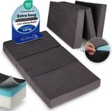 Beautissu VS95 – Premium Opvouwbaar Matras XXL 120x200cm – Extra Dik 14cm Traagschuim Vouwmatras H3 – Wasbar – Eenvoudig Transport – Antraciet