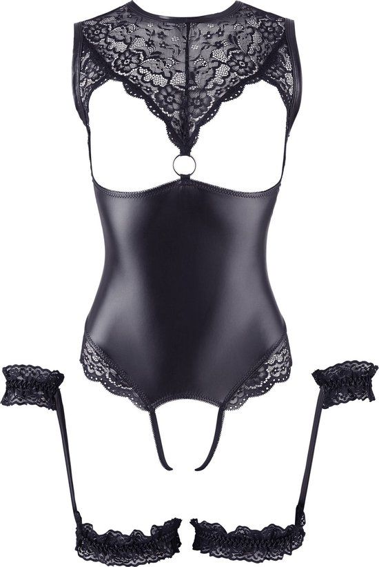 Cottelli Collection Wetlook Bondage Body - Zwart - Maat M