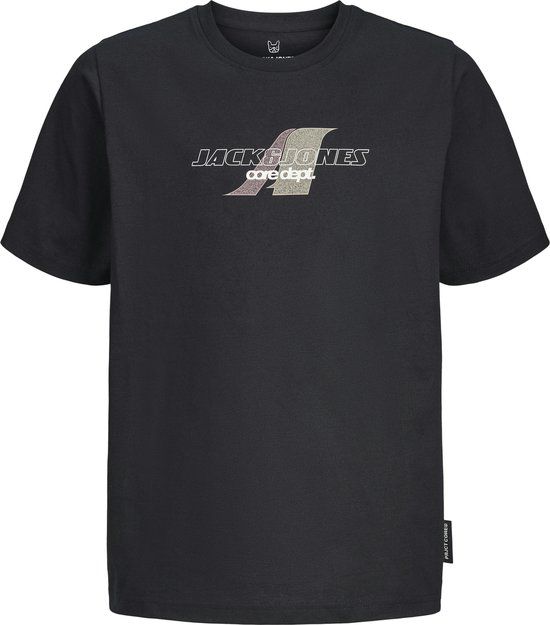 JACK&JONES JCOTIER FRONT PRINT TEE SS CN SN JNR Jongens T-shirt Zwart Katoen Maat 152