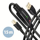 Axagon ADR-215B USB 2.0 A-M -> B-M active connecting/repeater cable 15m - Black
