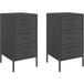Acier table de chevet 2 pcs cabinet de chevet table de nuit noir 36x39x68 cm