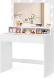 Cosmetica Kaptafel met LED - Make-up Meubel - Verstelbare Helderheid - 80 x 40 cm - Wit