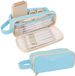 Merkloos Trousse avec 5 Compartiments - Organiseur Imperméable pour École & Bureau - Bleu 21x7x8 cm