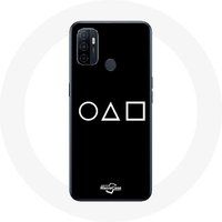 Maniacase Hoesje voor Oppo A53 Inktvis Spellogo symbolen cirkel vierkante driehoek Zwarte achtergrond