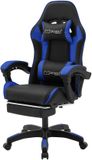 ml-design ECD Germany GmbH Gaming stoel met voetsteun en armleuning zwart-blauw, gemaakt van ML design kunstleer