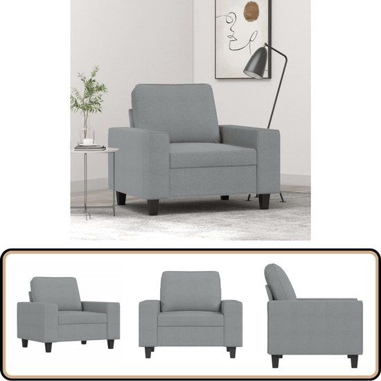 vidaXL Fauteuil 60 cm stof lichtgrijs