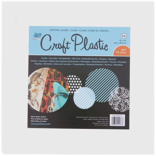 Grafix Craft Plastic ultraheldere, duurzame en archivarische folie, perfect voor knutselwerk, sjablonen, dagboeken, kaarten, 3D-versieringen en meer, helder, 30 x 30 cm