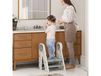 AIYAPLAY Marche pied pour enfant 3 marches, marchepied de cuisine pour enfant, pliable, hauteur ajustable de 2 à 3 marches, gris