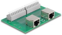 Delock RJ45 2 x female to 2 x Terminal Block with push-button for DIN rail