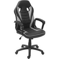 Bureaustoel HWC-F59, bureaustoel bureaustoel gamestoel, kunstleer ~ zwart/grijs