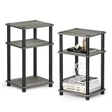 Furinno Just 3-Tier Turn-N-Tube bijzettafel, 2-pack, Frans eiken/zwart