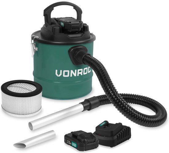 VONROC TOOLS VONROC Accu aszuiger VPower 20V – 12L reservoir – HEPA-filter - Incl. 2x 2.0Ah accu en snellader