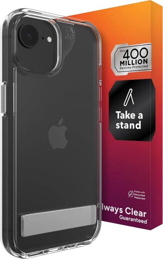 ZAGG Crystal Palace Snap Kickstand - Back Cover met Standaard - Transparant - Geschikt voor Apple iPhone 13, 14, 15, 16e