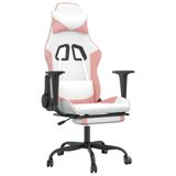 VidaXL Massage gamestoel kunstleer wit en roze
