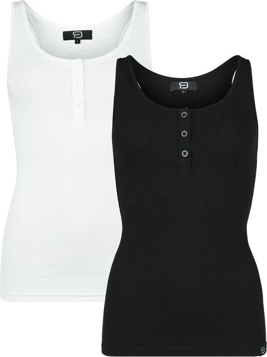 R.E.D. by EMP R.E.D. Rock-Engineered Design Twinpack tops in zwart en wit - Dames - M