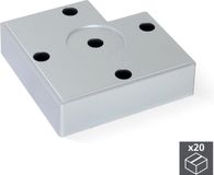 Emuca Voet voor meubels, hoogte 15 mm, Kunststof, Metallic grijs, 20 st.