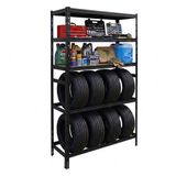 Merkloos Relaxdays Bandenrek voor 8 banden, 210 x 110 x 40 cm, 750 kg, staal, zwart