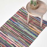 Homescapes Handgeweven katoenen Chindi-vloerkleed met kleurrijke strepen, 66 x 200 cm