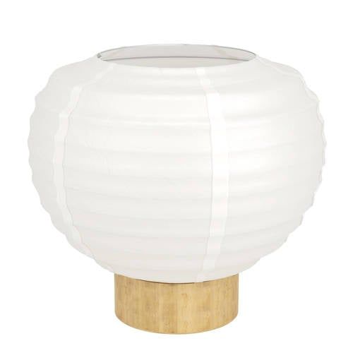 EGLO Nachtlampje Summerhill, tafellamp in Japanse stijl, kamerdecoratie, slaapkamer van hout in bruin en wit papier, FSC-gecertificeerd, E27-fitting, Ø 40 cm