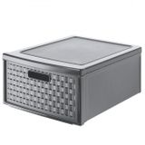 Rotho Country Ladebox 19.2l met 1 lade in rotan-look, Kunststof (PP) BPA-vrij, antraciet, groß/19.2l (45.0 x 34.0 x 20.0 cm)