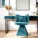 Pangivo Chaise de maquillage pivotante dossier papillon en velours chenille bleu 52 x 52 x 78 cm