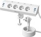 SURIGHT Tafelstopcontact met USB - 4-voudige stekkerdoos voor op het bureau - Wit