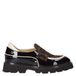 Babouche Evita-21 Babouche chunky lakleren loafers met panterprint - zwart/ecru