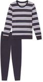 Schiesser Dames Pyjama Badstof Streep Lange Mouwen Ronde Hals 36 Paars
